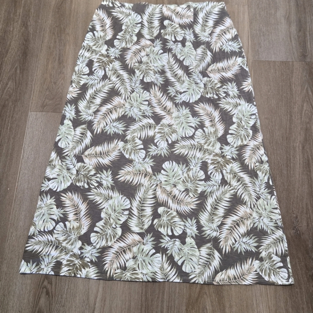 J. Jill Women's Printed A Line Knit Maxi Skirt Cheerful Palms Size Medium - Picture 2 of 6